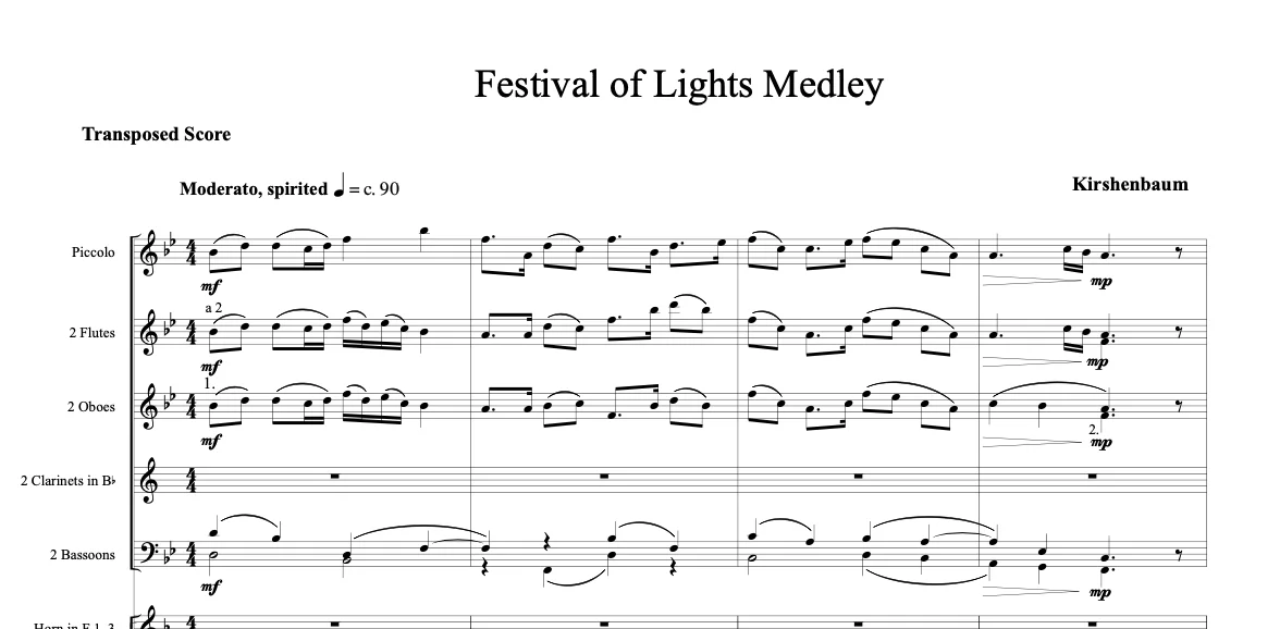 Score preview for Festival of Lights Medley (Orchestra)